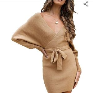 Tan sweater dress